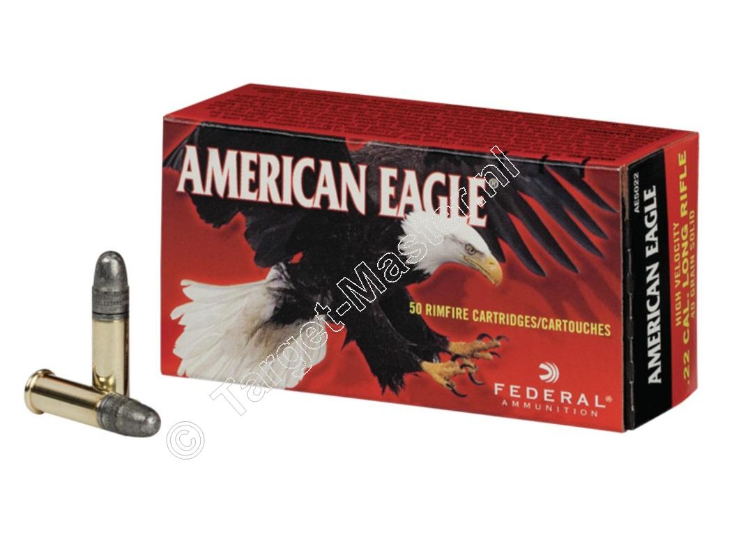 American Eagle HIGH VELOCITY Ammunition .22 Long Rifle 40 grain Lead Round Nose box of 500